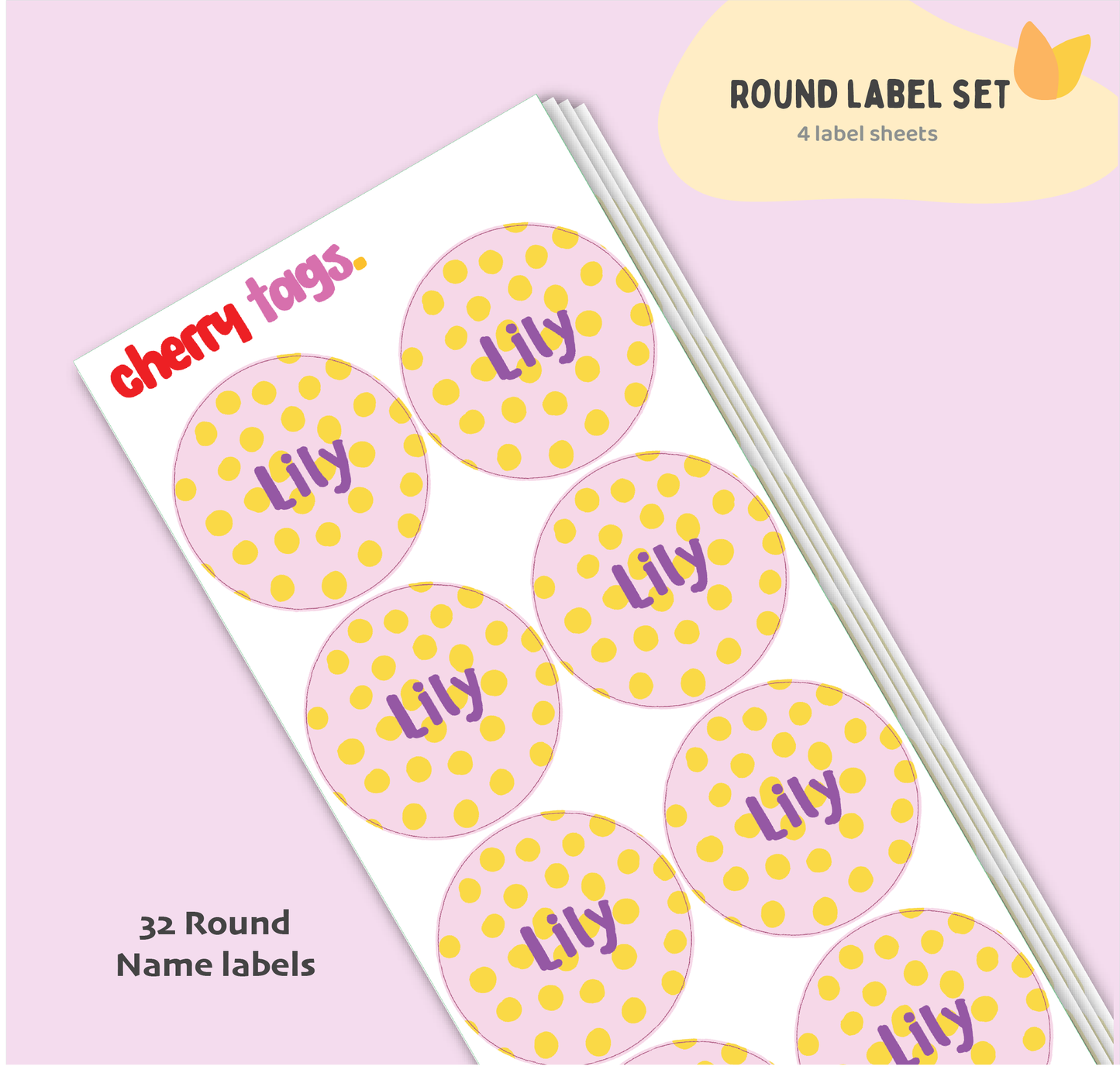 Set of Round Name Labels