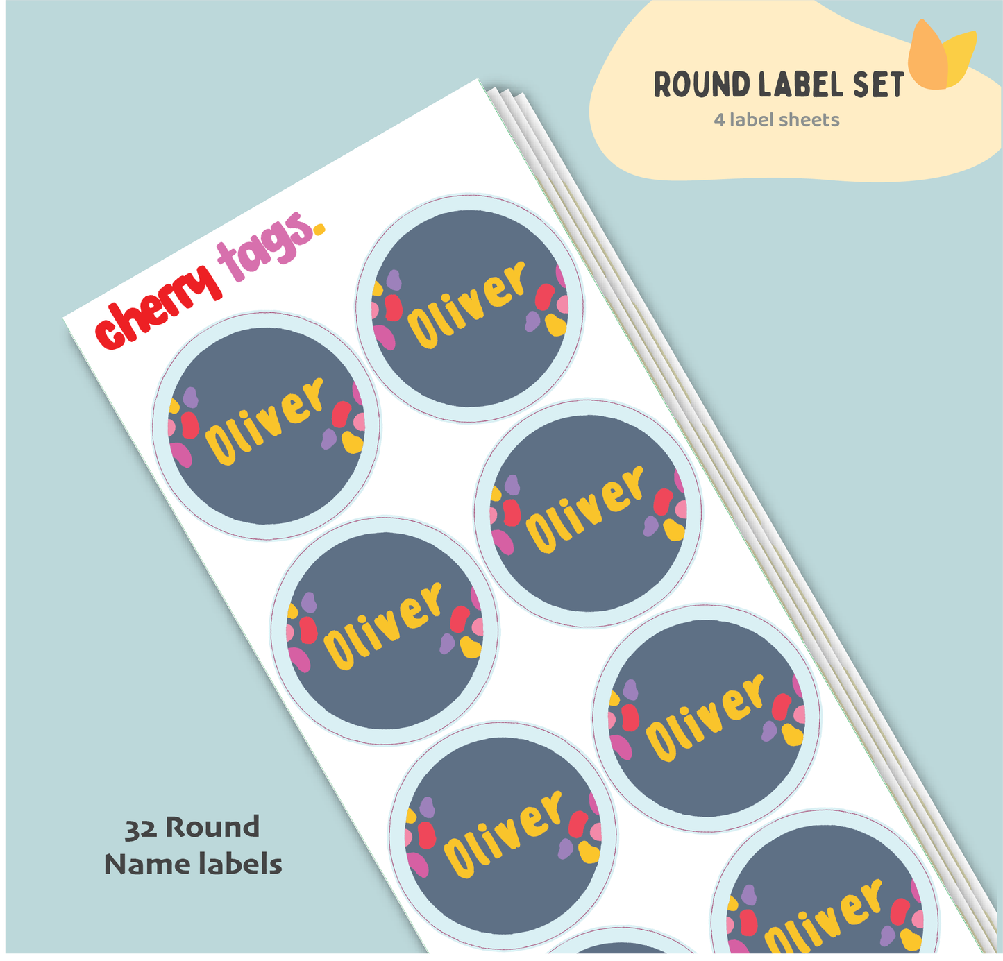 Set of Round Name Labels