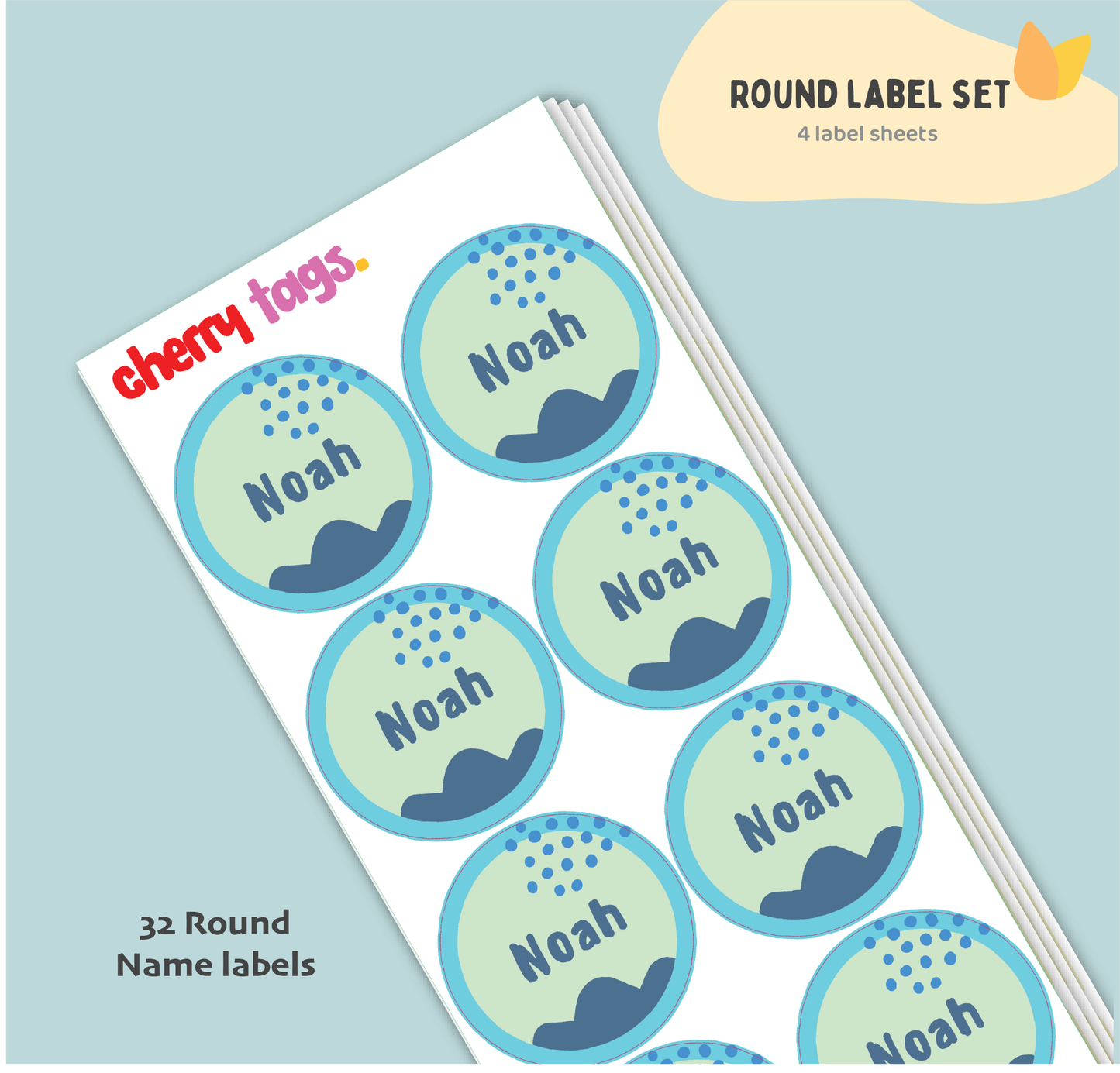 Set of Round Name Labels