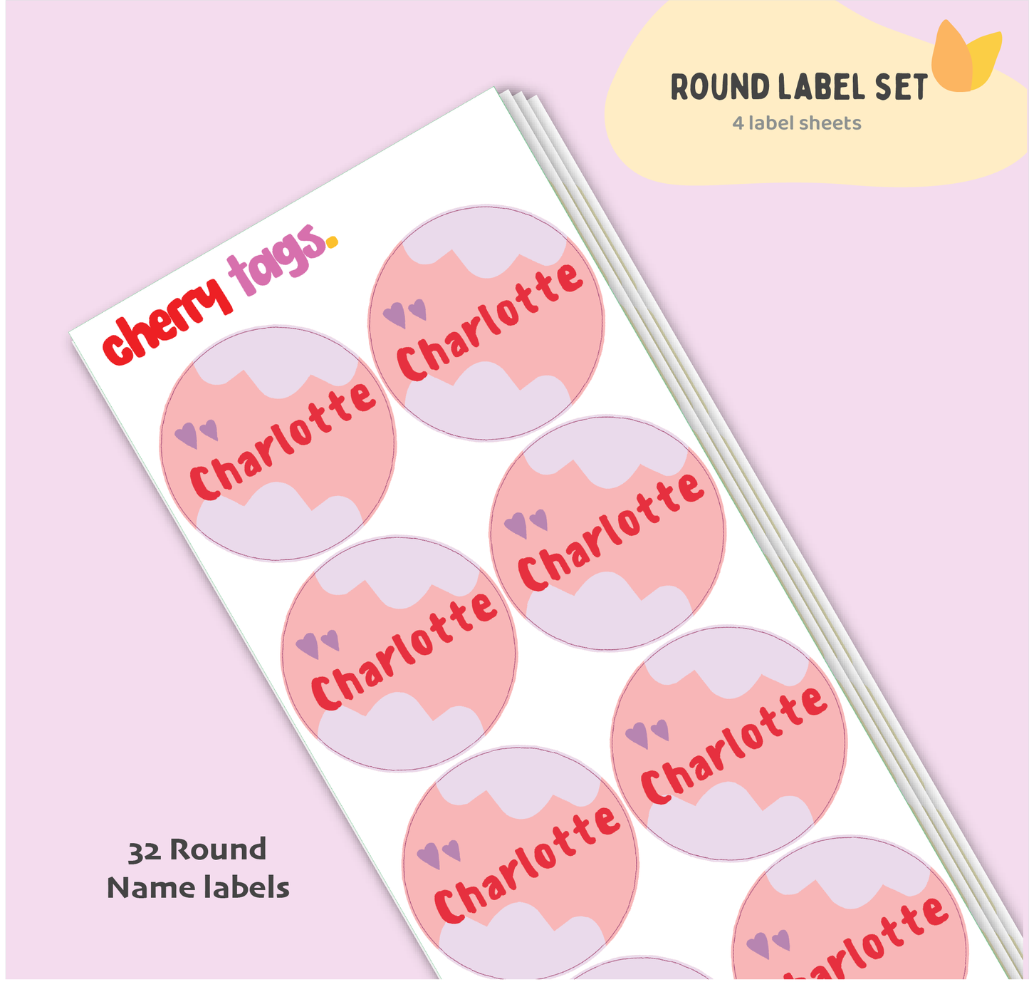 Set of Round Name Labels
