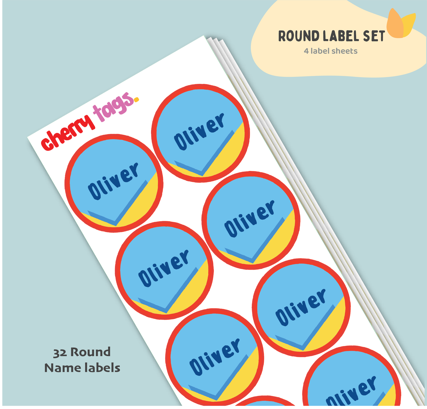 Set of Round Name Labels