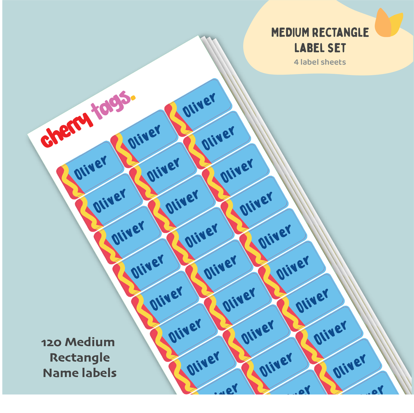 Set of Medium Rectangle Name Labels