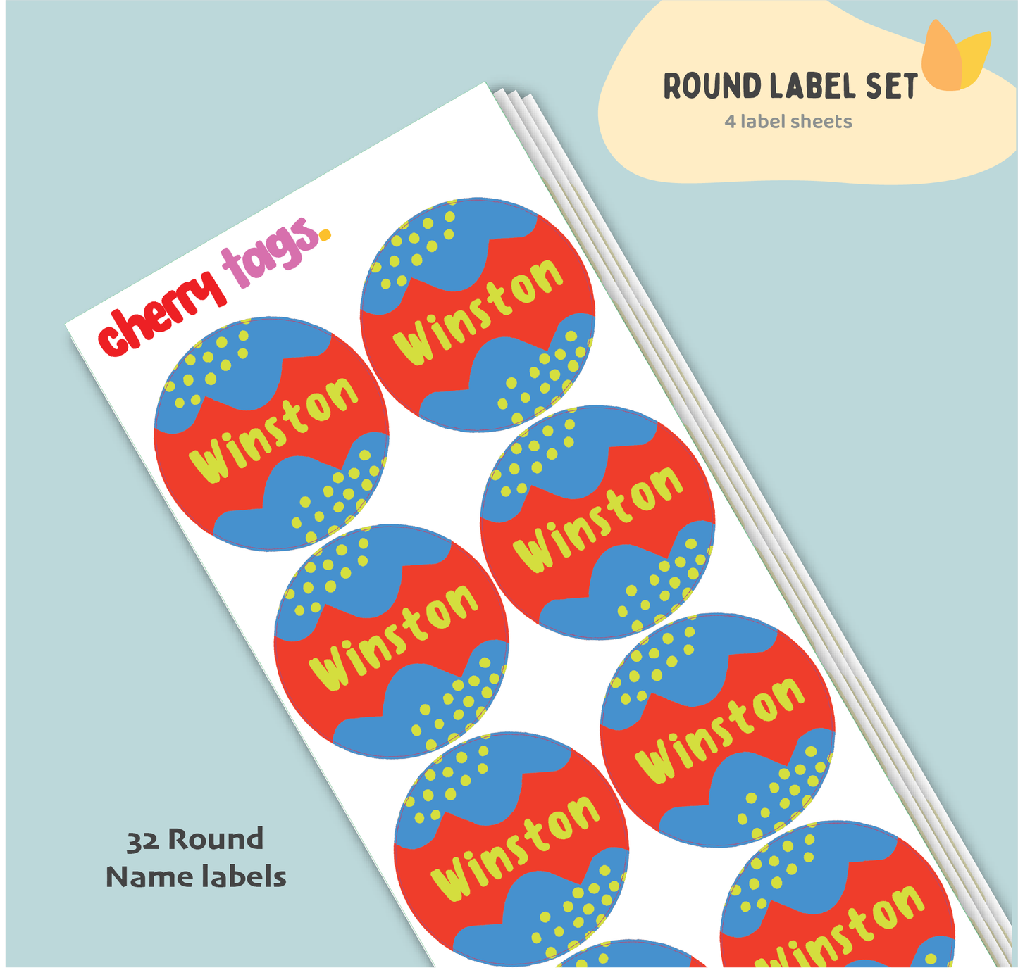 Set of Round Name Labels