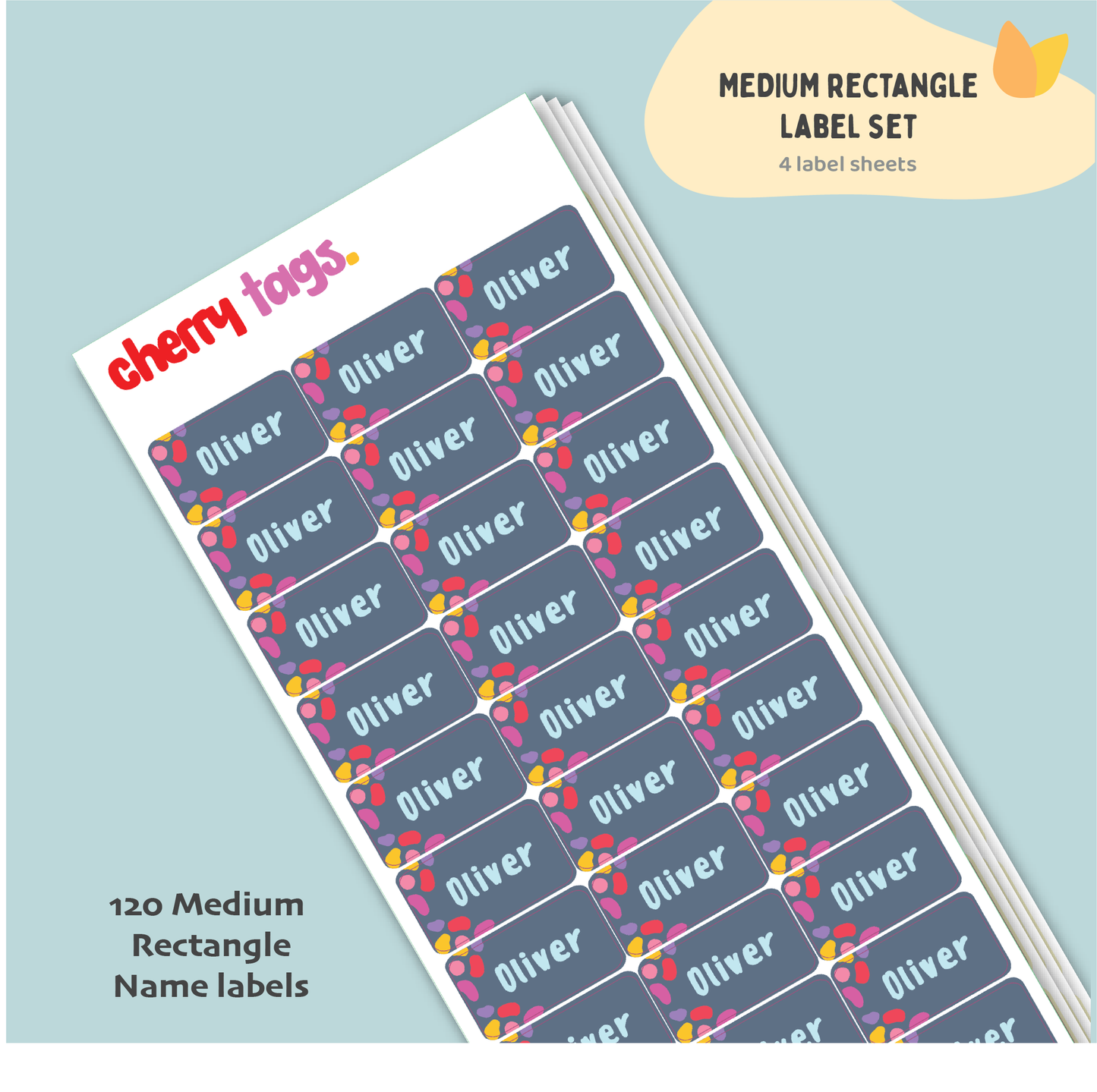 Set of Medium Rectangle Name Labels