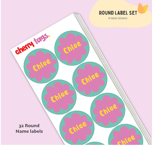 Set of Round Name Labels